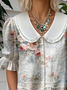 Loose Simple Floral Shawl Collar Shirt