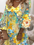Casual Lace Sleeve V-Neck Printed Dress