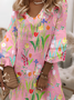 Loose Cotton V Neck Vintage Dress