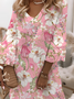 Loose Floral Vintage V Neck Dress
