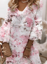 Vintage Floral Cotton V Neck Dress
