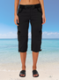 Women's  Elastic Waist H-Line Wide Leg Pants Daily Going Out Pants Black Casual Pocket Stitching Plain Summer Pants