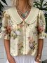 Casual Floral Loose Shawl Collar Shirt