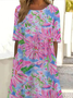 Women's Floral Print Casual Round Neck Short Sleeve Dress