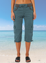 Women's  Elastic Waist H-Line Wide Leg Pants Daily Going Out Pants Black Casual Pocket Stitching Plain Summer Pants