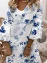 V Neck Loose Floral Vintage Dress