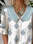 Geometric Casual Loose Shawl Collar Shirt