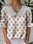 Shawl Collar Floral Loose Casual Shirt