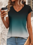 Women's Gradient Printed Casual V-Neck Short Sleeve T-Shirt