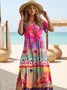 Women's Vintage Art Floral Print Dress