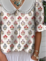 Shawl Collar Floral Loose Casual Shirt