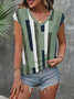 Women's Geometric Print Casual V-Neck Short Sleeve T-Shirt