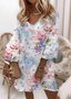 V Neck Vintage Loose Dress