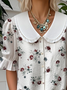 Floral Simple Shawl Collar Loose Shirt