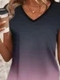 Women's Gradient Printed Casual V-Neck Short Sleeve T-Shirt