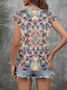 Women's Floral Print Casual V-Neck Short Sleeve T-Shirt