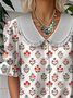 Shawl Collar Floral Loose Casual Shirt