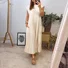 Women's Short Sleeve Summer Yellow Plain Split Joint Crew Neck Daily Going Out Vintage Maxi A-Line T-Shirt Oversized Dress