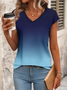 Women's Gradient Printed Casual V-Neck Short Sleeve T-Shirt