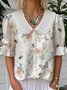 Loose Shawl Collar Floral Casual Shirt