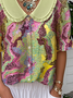 Loose Casual Gradient Pattern Shawl Collar Shirt