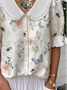 Loose Shawl Collar Floral Casual Shirt