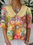 Simple Geometric Loose Shawl Collar Shirt