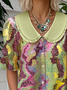 Loose Casual Gradient Pattern Shawl Collar Shirt