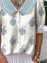 Geometric Casual Loose Shawl Collar Shirt