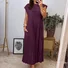 Women's Short Sleeve Summer Yellow Plain Split Joint Crew Neck Daily Going Out Vintage Maxi A-Line T-Shirt Oversized Dress