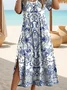 Women's Vintage Art Floral Print Dress