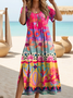 Women's Vintage Art Floral Print Dress