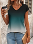 Women's Gradient Printed Casual V-Neck Short Sleeve T-Shirt