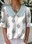 Geometric Casual Loose Shawl Collar Shirt