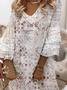 Cotton V Neck Vintage Loose Dress