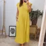 Women's Short Sleeve Summer Yellow Plain Split Joint Crew Neck Daily Going Out Vintage Maxi A-Line T-Shirt Oversized Dress