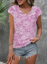 Women's Floral Print Casual V-Neck Short Sleeve T-Shirt