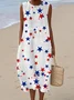 Cotton Vacation Regular Fit Crew Neck Dress With No