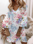 V Neck Vintage Loose Dress