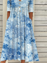 Vintage Half Open Collar Loose Floral Dress