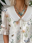 Loose Shawl Collar Floral Casual Shirt