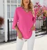Women's Half Sleeve Shirt Summer Sky Blue Plain Split Joint Ice Silk V Neck Daily Going Out Casual Top