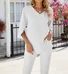 Women's Half Sleeve Shirt Summer Sky Blue Plain Split Joint Ice Silk V Neck Daily Going Out Casual Top