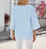 Women's Half Sleeve Shirt Summer Sky Blue Plain Split Joint Ice Silk V Neck Daily Going Out Casual Top