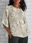3D Printing Vintage Loose Crew Neck T-Shirt