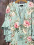 Women's Floral Ruffle Sleeve Top
