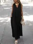 Casual Plain V Neck Maxi Dress