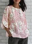 3D Printing Vintage Loose Crew Neck T-Shirt