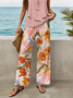 Women's Floral Print Casual Vest and Pants Two-Piece Set