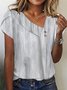 Women's Short Sleeve T-shirt Summer Green Plain Buckle Asymmetrical Daily Going Out Casual Top